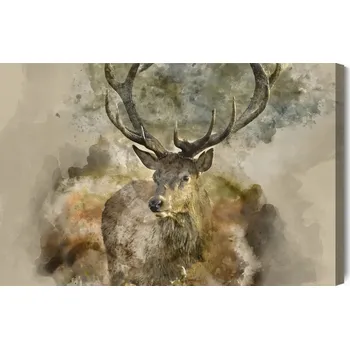 Obraz Akvarelový obraz Podzimní jelen na plátně 90 x 60 cm