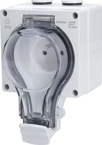 SOLIGHT 5B350 Zásuvka 2P+T 230V/AC 16A IP66 uzamykatelná visacím zámkem