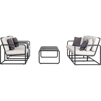 Zahradní nábytek Sensum Askanas Set lounge nábytku, 4 díly, hliník, olefin, černý 25-BN-604