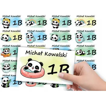 samolepka SAMOLEPKY Jmenovky na sešit 20 ks - Zvíře Medvídek PANDA Zvířata