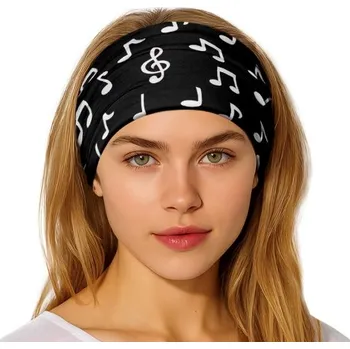 Sportovní čelenka s potiskem hudebních not