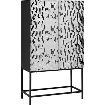 Komoda Vysoká Komoda Marlene, černá, barvy nerez oceli, 80 cm, 140 cm, 40 cm