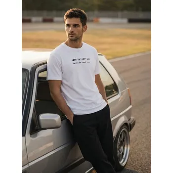 Pánské tričko Sinsay - Bavlněné tričko s krátkým rukávem - bílá - 247HL-00X - 247HL-00X-XL