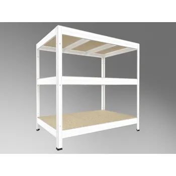 Dílenský regál Regál do skladu Biedrax 60 x 120 x 120 cm, bílý, 3 police OSB 10 mm, nosnost 200 kg na polici