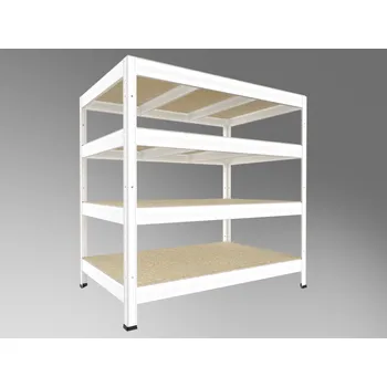 Dílenský regál Regál do skladu Biedrax 60 x 120 x 90 cm, bílý, 4 police OSB 10 mm, nosnost 200 kg na polici