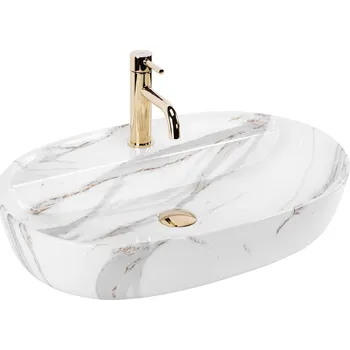 Umyvadlo Keramické umyvadlo na desku REA AURA 61, lesklý mramor