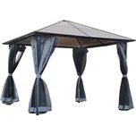 Pavilon se závěsy s moskytiérou 3 x 3 m | tmavě šedý