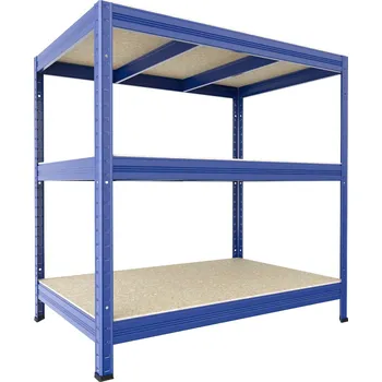 Dílenský regál Regál do dílny Biedrax 35 x 120 x 120 cm, modrý, 3 police OSB 10 mm, nosnost 200 kg na polici