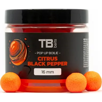 Boilies TB Baits Plovoucí Boilie Pop-Up Citrus - Black pepper + NHDC 65 g průměr: 12 mm