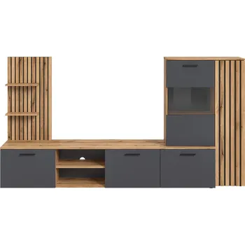 Obývací stěna Obývací stěna Mailand š: 250cm, antracitová, barvy dubu, 250 cm, 135 cm, 38 cm