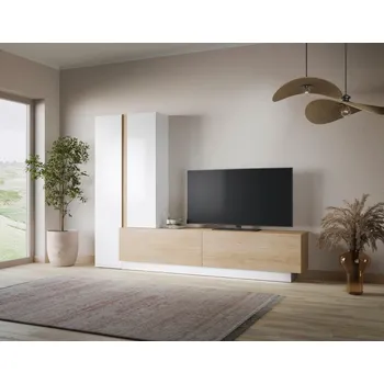 Obývací stěna Obývací stěna Milazzo, bílá, barvy dubu, 260 cm, 190,5 cm, 39,6 cm