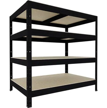 Dílenský regál Policový regál Biedrax 50 x 60 x 90 cm, černý, 4 police OSB 10 mm, nosnost 200 kg na polici