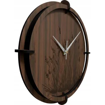 Hodiny Designové dřevěné hodiny na zeď - motiv trávy | Ořech wenge Stříbrné ručičk