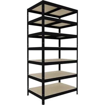 Dílenský regál Regál do technické místnosti Biedrax 35 x 75 x 210 cm, černý, 7 polic OSB 10 mm, nosnost 200 kg na polici