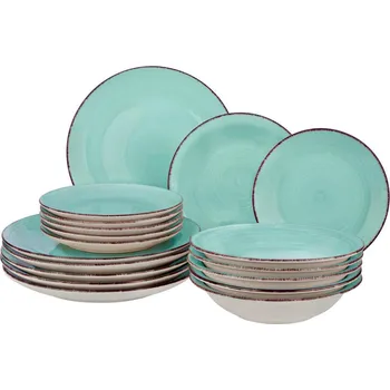 Talíř Jídlení souprava Inka, 18- dílná, tyrkysová