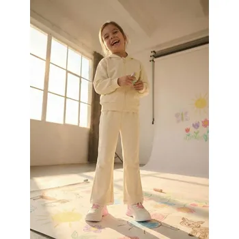 Dívčí kalhoty Sinsay - Flare kalhoty z terry látky - béžová - 672AV-02X - 672AV-02X-140