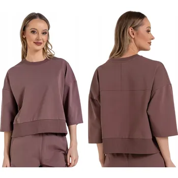 Dámská mikina MIKINA TEPLÁKOVÁ MORAJ BAVLNĚNÁ POHODLNÁ OVERSIZE MOKKA S