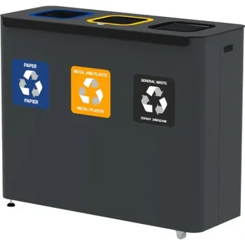 Odpadkový koš Alda EKO STAR STATION - set na třídění odpadu, objem 3 x 60 l