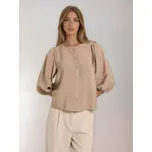 Sinsay - Košilová halenka s nabíranými rukávy s viskózou - béžová - 082GY-80X - 082GY-80X-XL