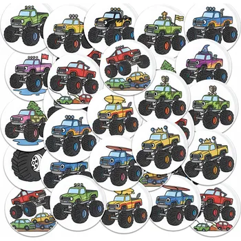 samolepka Samolepky na sešit, 23 ks – KOLEČKA - AUTA MONSTER TRUCK