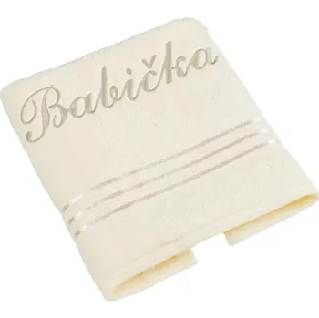 Ručník Bellatex Froté ručník kolekce Linie s výšivkou Babička 50x100 cm Vanilková