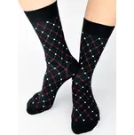NOVITI PÁNSKÉ BAVLNĚNÉ PONOŽKY SB006 Barva: czarne/ białe i czerwone kropki, Velikost: 43-46