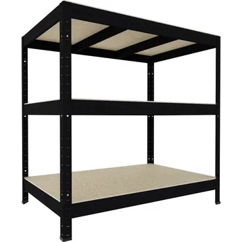 Dílenský regál Regál do spíže Biedrax 35 x 75 x 120 cm, černý, 3 police OSB 10 mm, nosnost 300 kg na polici