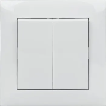 vypínač Dvojitý schodišťový vypínač s rámečkem bílý série NEXT