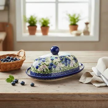 Máselnice Ceramika Bolesławiecka Kalich - dek. D - Jagódka