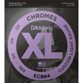 Příslušenství pro strunný nástroj Struny pro baskytaru D'Addario ECB84 Chromes Light Custom 40-100