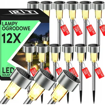 Venkovní osvětlení 12x SOLÁRNÍ LED ZAHRADNÍ LAMPA ZAPICHOVACÍ ZEMNÍ SLOUPEK ČIDLO