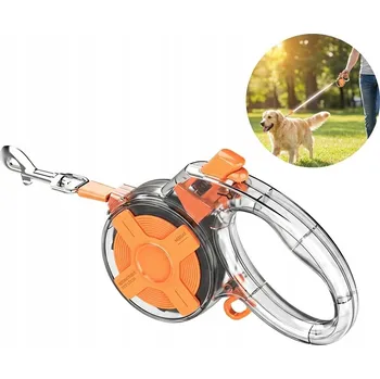 Vodítko pro psa Samonavíjecí vodítko pro psy 4m transparentní Oranžová reflexní s pojistkou