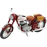 Model JAWA 350 Pérák s brašnama (1950) 1:18, ČERVENÁ