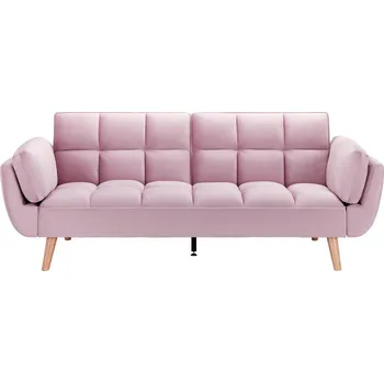 Pohovka Rozkládací pohovka Cora, růžový samet, max. 360 kg, růžová, 214 cm, 92 cm, 81 cm