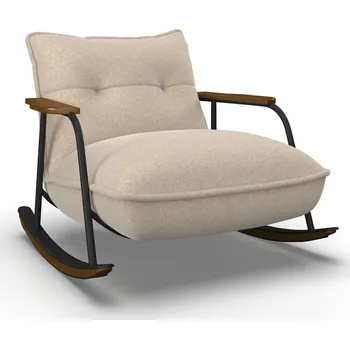 Křeslo Houpací křeslo Ines, béžové buklé, max. 120 kg, béžová, 89 cm, 77 cm, 94 cm