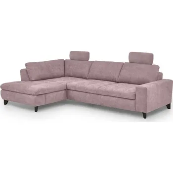 Pohovka Rohová sedačka Lando, levá, růžová žinylka PIA,s funkcemi, růžová, 289 cm, 197 cm