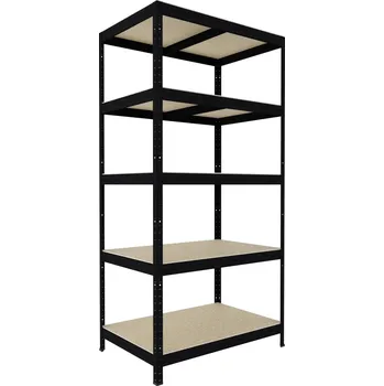 Dílenský regál Kovový regál Biedrax 50 x 75 x 210 cm, černý, 5 polic OSB 10 mm, nosnost 200 kg na polici