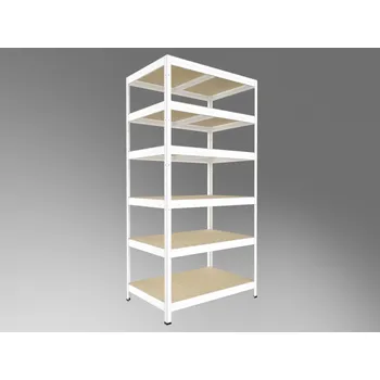 Dílenský regál Regál do skladu Biedrax 45 x 75 x 240 cm, bílý, 6 polic OSB 10 mm, nosnost 200 kg na polici