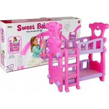 Doplněk pro panenku Patrová postel pro panenky, růžová