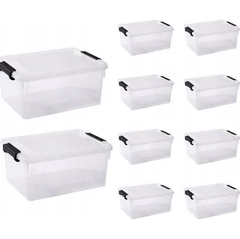 Úložný box 10X ÚLOŽNÝ BOX S VÍKEM HOME BOX 1L UNIVERZÁLNÍ ORGANIZÉR