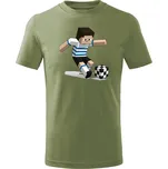 Dětské bavlněné tričko s potiskem - vzor 0235 - herní svět - fotbalista Khaki světlá 110