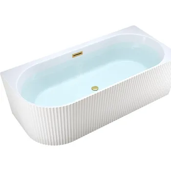 Vana BPS-koupelny Volně stojící rohová akrylátová vana HYD-RIO504D pravá 170x75 bílá, odtokový komplet zlatý kartáčovaný