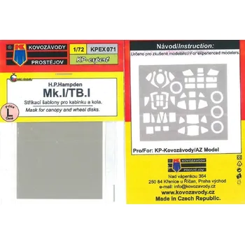 Plastikový model 1/72 Canopy&wheel mask Hampden Mk.I/TB.I