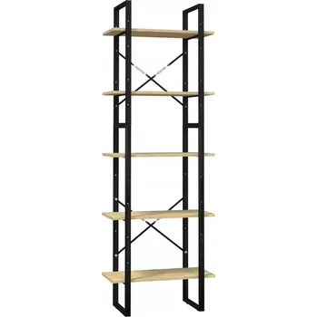 Knihovna 5-patrový regál na knihy, bílý, 60x30x175 cm