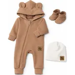 Baby Nellys Rostoucí oteplený overál s čepičkou a botičkami, 3D - karamelový, vel. 80/86