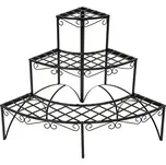 TecTake GmbH 401712 květinové schody rohové 3 schody kulaté - černá