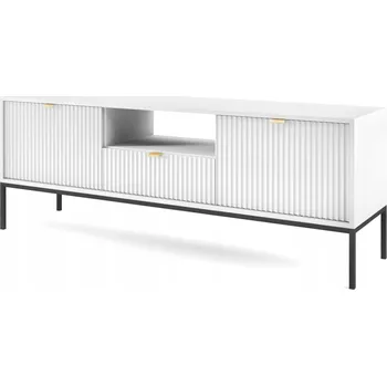 Televizní stolek Komodee TV stolek Nanaimo RTV154 Bílý s rýhovanou přední stranou, 1 Šuplík