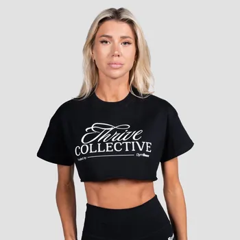 Dámské tričko GymBeam Women‘s Thrive Cropped T-shirt Black L černá