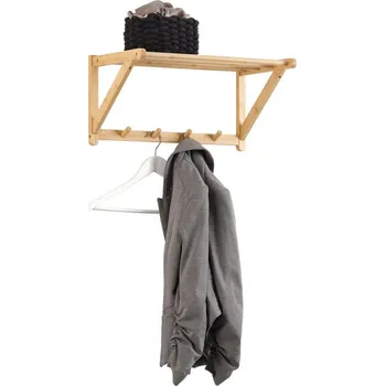 Věšák Nástěnná šatna Bonnie, bambus, přírodní barvy, 51 cm, 25 cm, 28 cm