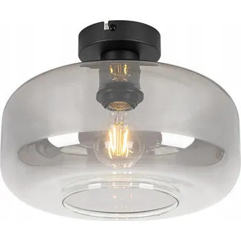 Černý stropní Stropní Svítidlo ve stylu art deco s kouřovým sklem - Bizle